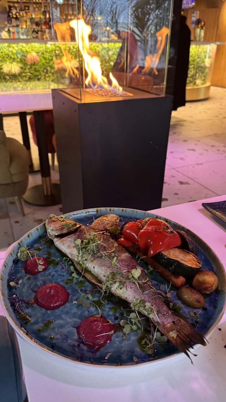 Grillitud sea bass KAI Resto Tallinnas. ToiduNautleja Restoranide Nädal
