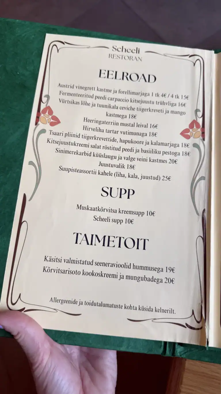 Scheeli restoran Tallinna vanalinnas