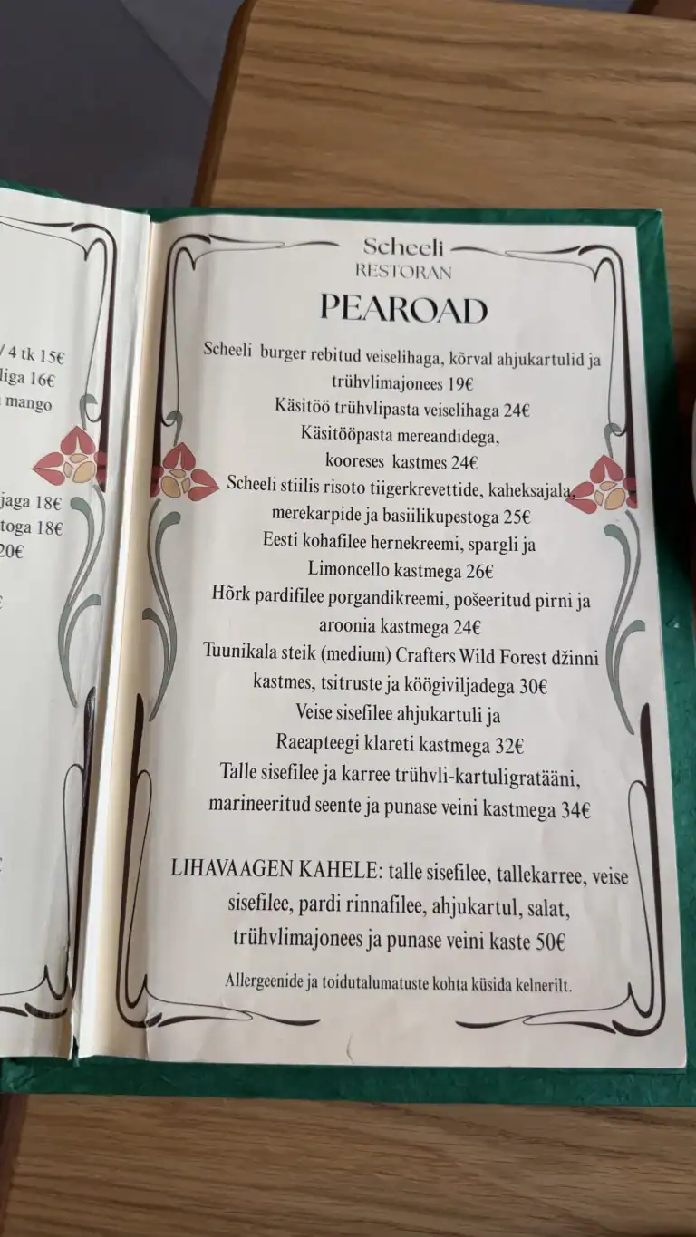 Scheeli restoran Tallinna vanalinnas