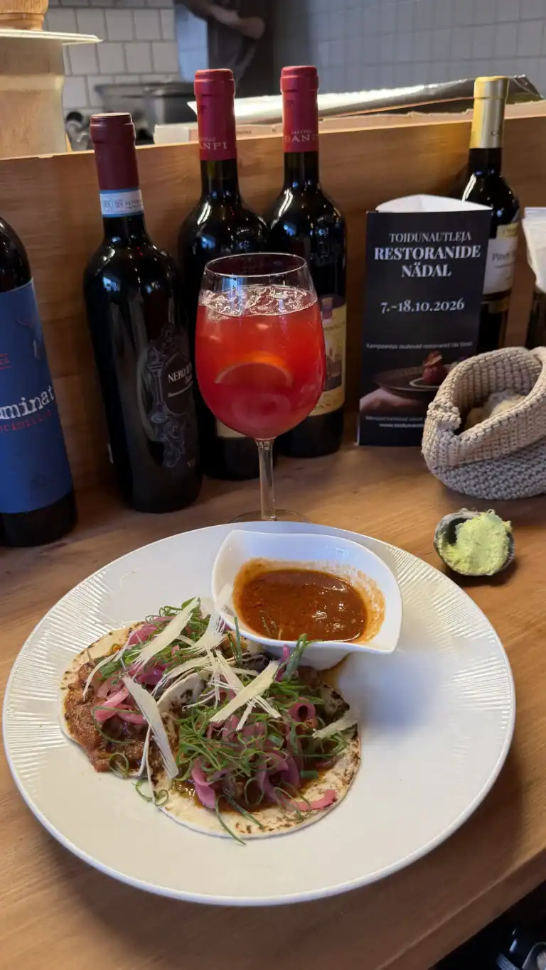 Birria tacos with pulled pork and cheese at SALT restaurant in Tallinn