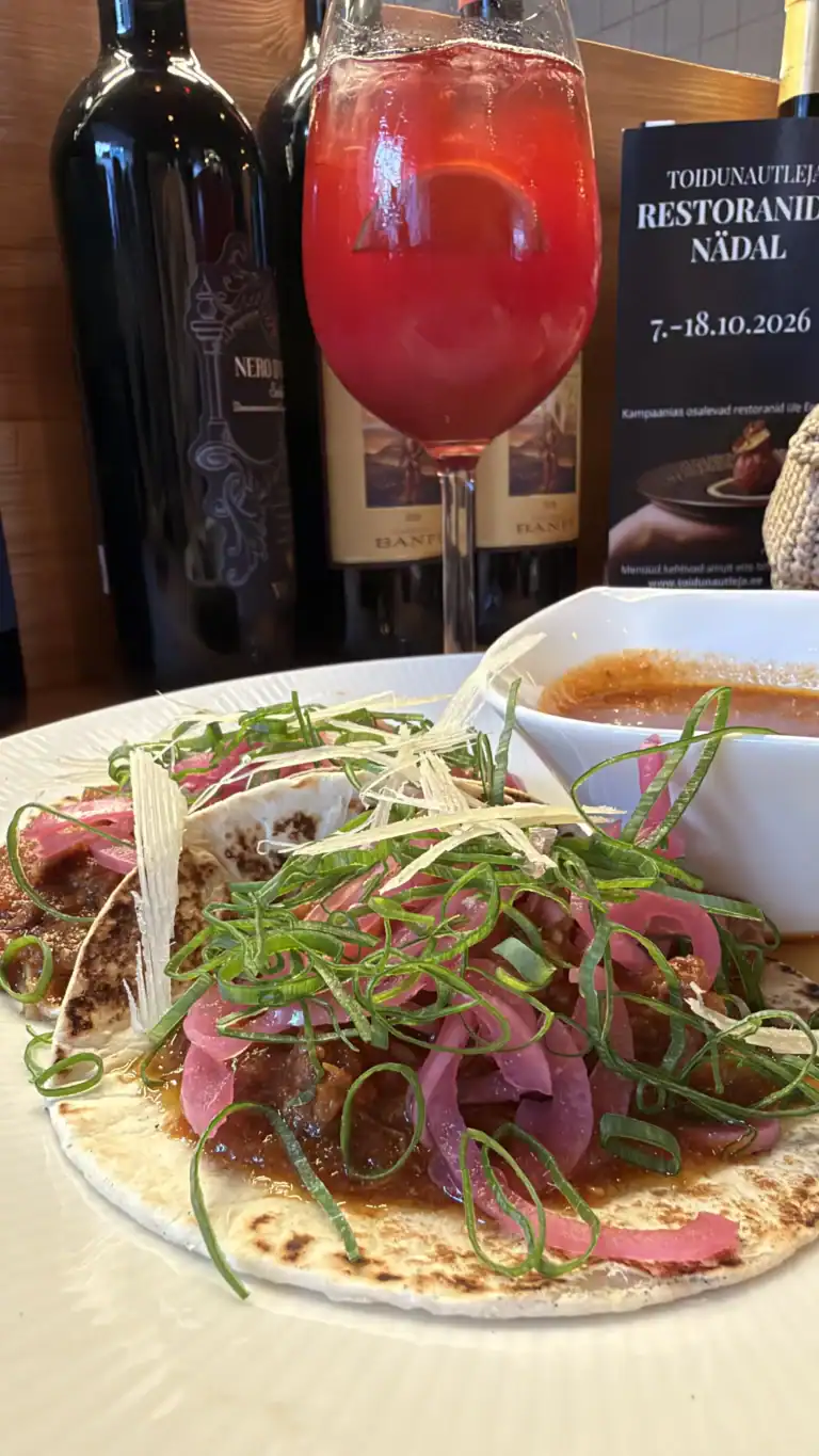 Birria tacos with pulled pork and cheese at SALT restaurant in Tallinn
