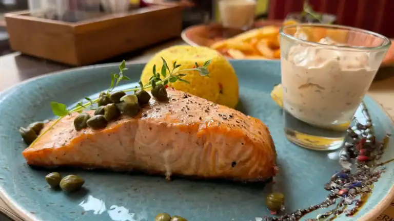 Salmon steak at Meat & Wine Steak House Tallinn